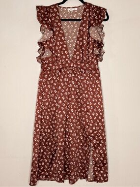 Glamorous Rust Midi Dress with White Spot Print